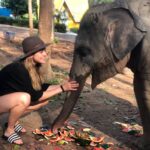 Melissa Roxburgh Instagram - Sharing a moment with this guy. And probably typhoid too. Didn’t get shots. Why start listening to my parents now... 🐘 #throwback