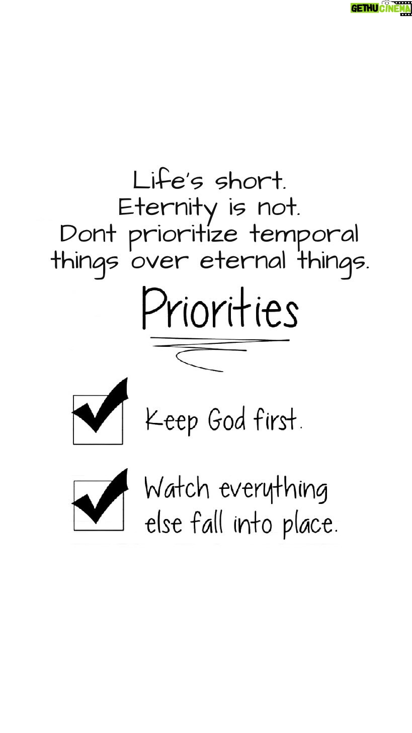 Mia Dinoto - 1.5K Likes - Get your priorities straight✅
Life is short, but eternity is not.
Make sure you’re prioritizing what’s most important.
Devoting your time to things that aren’t temporary but will last forever.
Our relationship with Jesus is by far the most valuable thing in life.
“One day we will look straight into the eyes of Jesus Christ and suddenly all the money, the fame, & earthly possessions will mean nothing
To have a relationship with Jesus is the most valuable gift one can posses on Earth.
On judgment day will He know you as a close friend or a distant stranger?”
- unknown
People are like grass; their beauty is like a flower in the field. The grass withers and the flower fades, But the word of the Lord remains forever. And that word is the Good News (of Jesus) that was preached to you.”
- 1 Peter 1:24-25
#priorities #Godfirst #Christianmotivation #Christianinspiration #seekGod