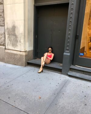 Michelle Gomez Instagram - About to #werk my corner,  but which corner?  @sagaftra 

Photo shoot @emmas.dilemma 

Shoes @ysl 
Red cossie @marahoffman 
Specs @silverliningopticians
Watch @longines 
Elephant charm @timelesspieces2 
Emerald ring @timelesspieces2
Bead necklace @emmas.dilemma