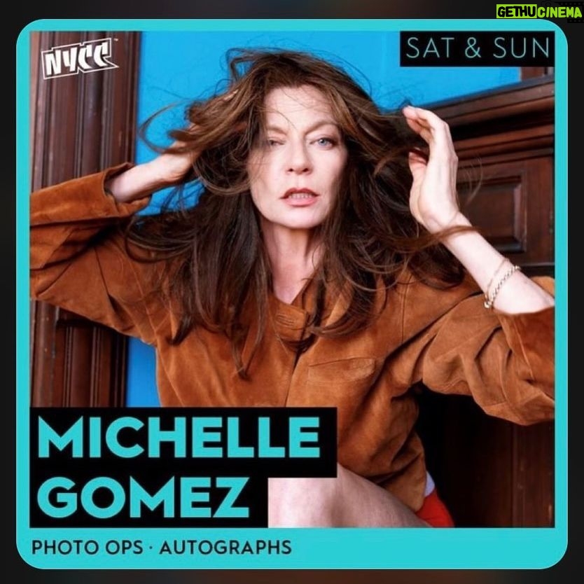 Michelle Gomez Instagram - #nycc @newyorkcomiccon Oct 14th n 15th I’m literally just in my underpants in this shot and I think I might have peed a little bit at this announcement. NYC I’m so excited to meet you all. Photography @fernandomanuelle assistant @cameyfalcone hair @hair_bycherise make up @charlottetilbury duds @thevintageshow stylist @emmas.dilemma