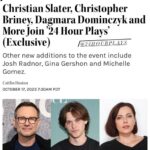 Michelle Gomez Instagram - Whilst the strike continues it’s important to find creative ways to feel the fear and what better way than a dose of live theatre infront of an audience with only 24 hrs to write, rehearse and perform the play. Hence the name 24hr Broadway plays. Come see the car crash or soar next Mon 23rd @townhallnyc Don’t tell me I didn’t warn you. The evening should be renamed Rubber necking with friends in the dark. I intend to break several legs. @townhallnyc for one night only Mon 23rd Oct #24hrplays