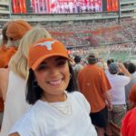 Michelle Madrigal Instagram – Great win yesterday!!! 🧡🏈 #longhorns #ut 

Jewelry & Bag @kendrascott
