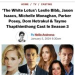 Michelle Monaghan Instagram – CHECKING IN to the White Lotus Season 3!!!!! 🥳 Words cannot express how grateful and excited I am to be a part of this epic show!! 🥹 It’s a dream come true to get to work with Mike White @hbo. Thank you @thewhitelotus for what I know will be an experience of a lifetime! 💫 Did I mention I get to go to Thailand with @itsparkerposey and @mslesliebibb!! Swoooon. 🫠
#whitelotus #thailand #letsgo
