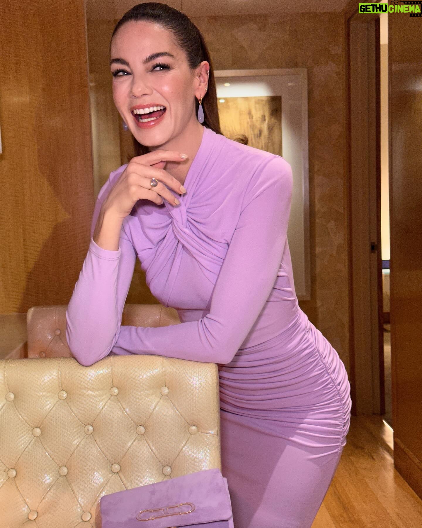 Michelle Monaghan Instagram - What a glam slam celebrating #TheFamilyPlan! 🤩 Makeup: @sarahuslan Hair: @bridgetbragerhair Styling: @karlawelchstylist @gracewrightsell Dress: @carolinaherrera Jewels: @ireneneuwirth