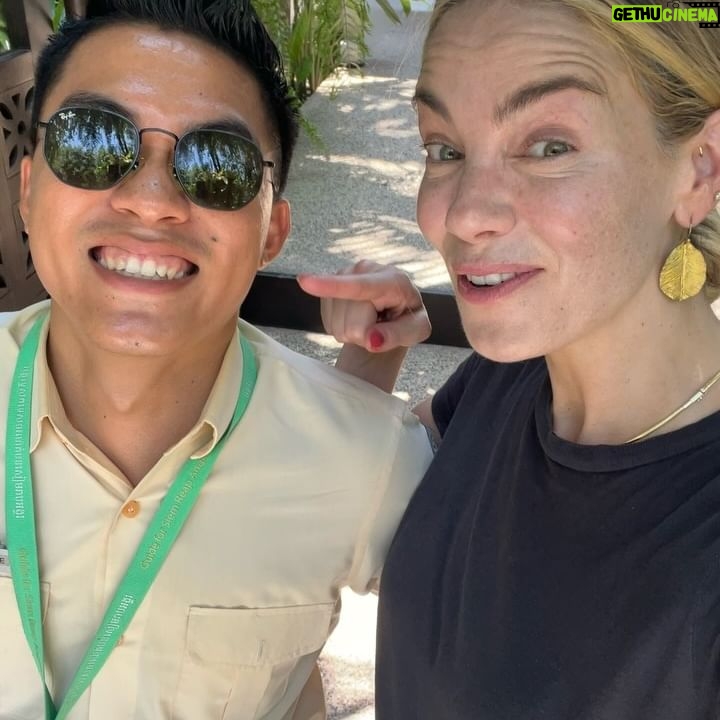 Michelle Monaghan Instagram - I was touched to get to spend time with the people of Cambodia. Their warmth and kindness was deeply felt. Although it was a quick trip, it was long enough to be reminded of the beauty of the human spirit and frankly, how far a smile and a kind gesture can go. And I had so much fun! Wishing you all a beautiful Sunday. ✨ (These photos were taken by me and with permission by all. Thank you for allowing me to capture your daily life) 1.Receiving a beautiful blessing from the local monk. 2 Native to Siem Reap, this specific chant was in Hindu and Sanskrit so perhaps I’m doubly blessed now ;) 3 Loaded with love 4 Sweet or salty smoked fish 5 Silk worms, crickets and peanuts. Don’t knock til you try it! 😋 6 Meet The Chef! His specialty - shrimp fritters! 7 My tuk-tuk but make it cute 8 A boy and a bike. 9 My friend and wonderful guide Lee @chhvn1y_chhorn 10 My cup runneth over.