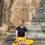 Michelle Monaghan Instagram - Lost in the magic of the ancient temples of Angkor Wat, aka “City of Temples”.✨This Eighth Wonder of the World is the largest religious monument in the world! Built 900 years ago, it holds the mythology of both Hindu and Buddhism religions. To experience its sheer beauty at sunrise was a dream come true. 💫Thank you to my incredible Cambodian tour guide “Lee” @chhvn1y_chhorn for the history lesson and for capturing our awe-inspiring day. I’ll treasure it forever. 🙏 #angkorwat #cambodia