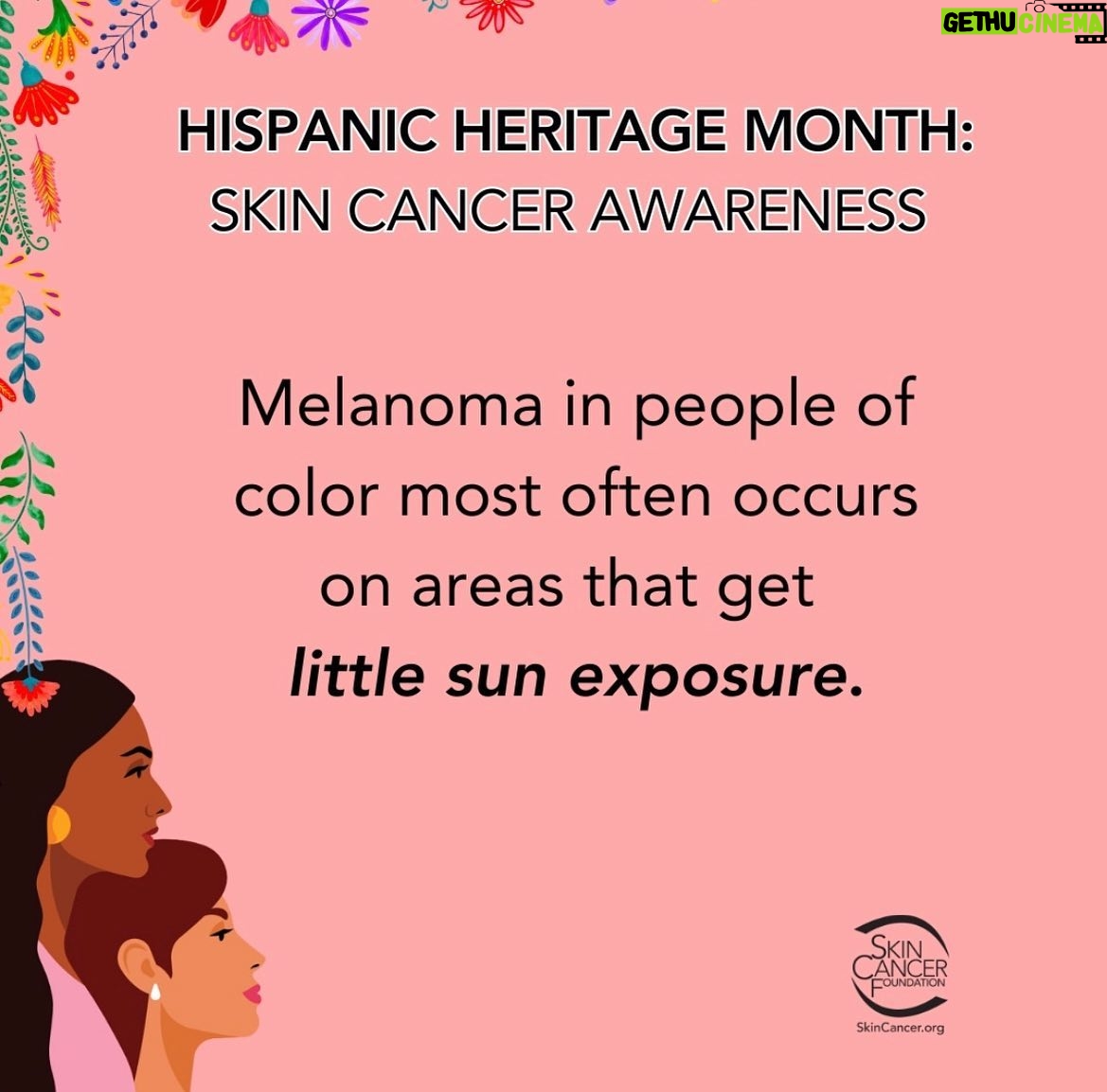 Michelle Monaghan Instagram - AND while it’s true that people with lighter skin tones have the highest risk for skin cancer, the incidence of melanoma among Hispanic/Latinos has risen by 20% over the last two decades, and continues to rise. In addition, on average, Hispanic/ Latino people present with thicker tumors and have tumors that are more likely to metastasize (spread) than their white peers. The reasons for these disparities might include being unaware of risks and symptoms, a lack of sun-safe behaviors, access to health insurance and ultimately, delayed diagnosis. In honor of #HispanicHeritageMonth please gently - or not so gently - remind your friends to get their regular skin check. Tag them here! 💛 Early detection is key in the prevention of skin cancer, specifically melanoma. I know this because I was one of them. Friends don’t let friends go unchecked. ✔️🫶😌 #skincancerawareness #sharethefacts