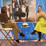 Michelle Monaghan Instagram - It was a good morning indeed! ☀️ Loved getting to chat all things #TheFamilyPlan streaming on Apple TV Plus this Friday!!! @markwahlberg @applefilms. Lovely early morning glam @sarahuslan @benskervin @karlawelchstylist @gracewrightsell @jenmeyerjewelry @zeyneparcay @paristexas_it