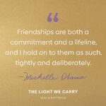 Michelle Obama Instagram - Sometimes we need a few words of encouragement to help us get through the week. So I figured I’d share a few from #TheLightWeCarry to uplift you on your journey. And I’d love to hear from you, too — what’s the best piece of advice you’ve received over the years?