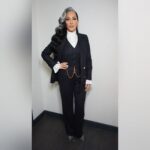 Michelle Visage Instagram - Before. After. Full suiting by @hollandcooperclothing @jadehollandcooper Hair @haircraigmarsden Paint @samglamuk Earrings @astridandmiyu