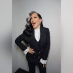 Michelle Visage Instagram - Before. After. Full suiting by @hollandcooperclothing @jadehollandcooper Hair @haircraigmarsden Paint @samglamuk Earrings @astridandmiyu