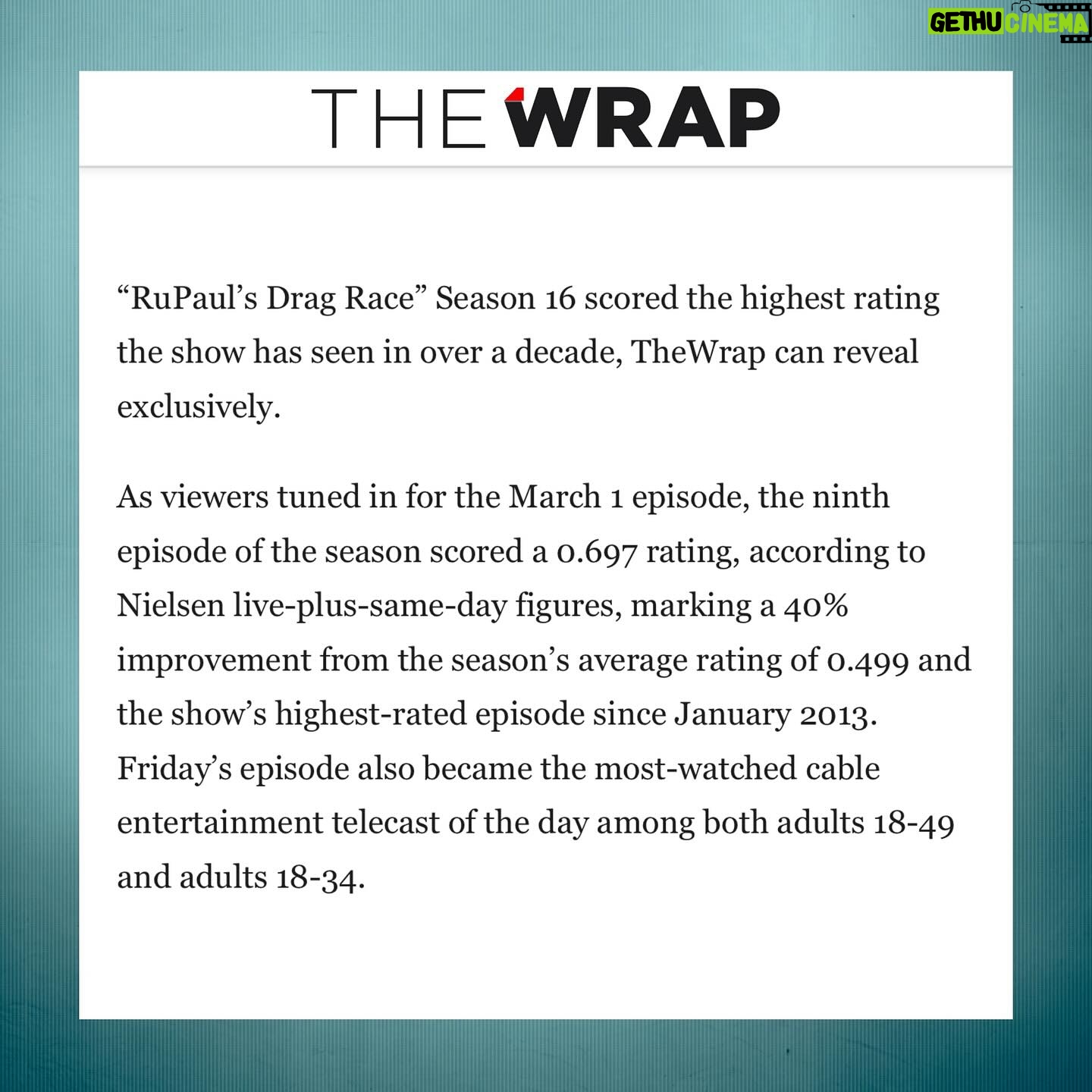Michelle Visage Instagram - THANK YOU to all who tuned in to support our queens and make Friday’s episode of Season 16 the highest-rated #DragRace episode in over a DECADE 🙌💗 Read more now in @thewrap’s exclusive reveal! Watch @rupaulsdragrace Saturdays on: 🌎 2:30AM UTC @wowpresentsplus (ex. USA, Canada, Australia) 🇺🇸 Fridays, 8PM ET @mtv 🇨🇦 @cravecanada 🇦🇺 @stanaustralia ‼️ Watch #Episode 1 FREE on @wowpresentsplus to all logged-in users in available territories, no subscription needed!