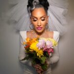 Michelle Visage Instagram - When I married @grahnort I wore white @alexperryofficial Hair @haircraigmarsden paint @samglamuk Style @laurysmith Necklaces @melindamaria_jewelry