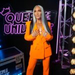 Michelle Visage Instagram - Two fabulous queens, one song! 😍👑 Don’t miss an all-new #QueenOfTheUniverse NOW STREAMING on @paramountplus! ✨ Hair @haircraigmarsden Paint @samglamuk Style @laurysmith Suit @alexperryofficial Necklace @chlobojewellery Shoes @louboutinworld Glow @teresaboyd_tanning using @siennaxofficial