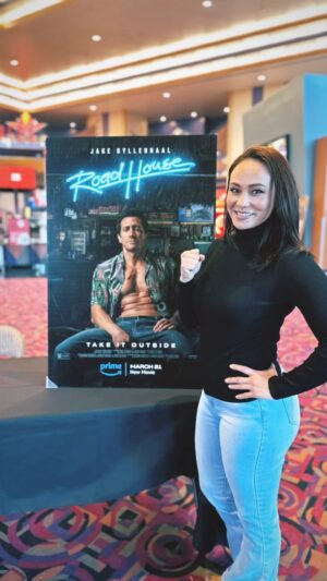 Michelle Waterson-Gomez Instagram - Got the very special opportunity to pre-screen the highly anticipated movie @roadhousemovie and it didn’t disappoint!! Action packed from beginning to end! I think @thenotoriousmma did an amazing job playing a villain👏👏👏 and of course @jakegyllenhaal put on a show! Thank you everyone who came out to hang out with me!! Make sure you check it out on PRIME March 21 #RoadHouse