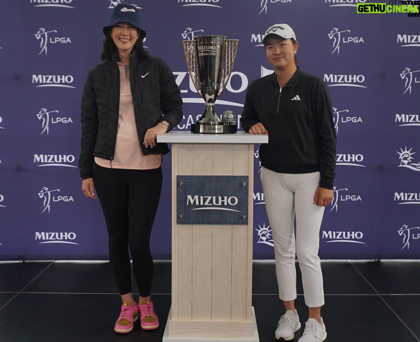 Michelle Wie Instagram - #TeamMizuho is back at @libertynationalgc! Going back to the course for the #MizuhoAmericasOpen is definitely going to hit differently. This year @mizuho.americas is giving even more opportunity for women in sports as they increased the purse size and will be launching the inaugural DrivHER Summit, which will be a full day dedicated to leadership training for members of @girlsinclongisland. Less than 2 weeks until the women tee off! #ThisIsMizuho @mizuholpga