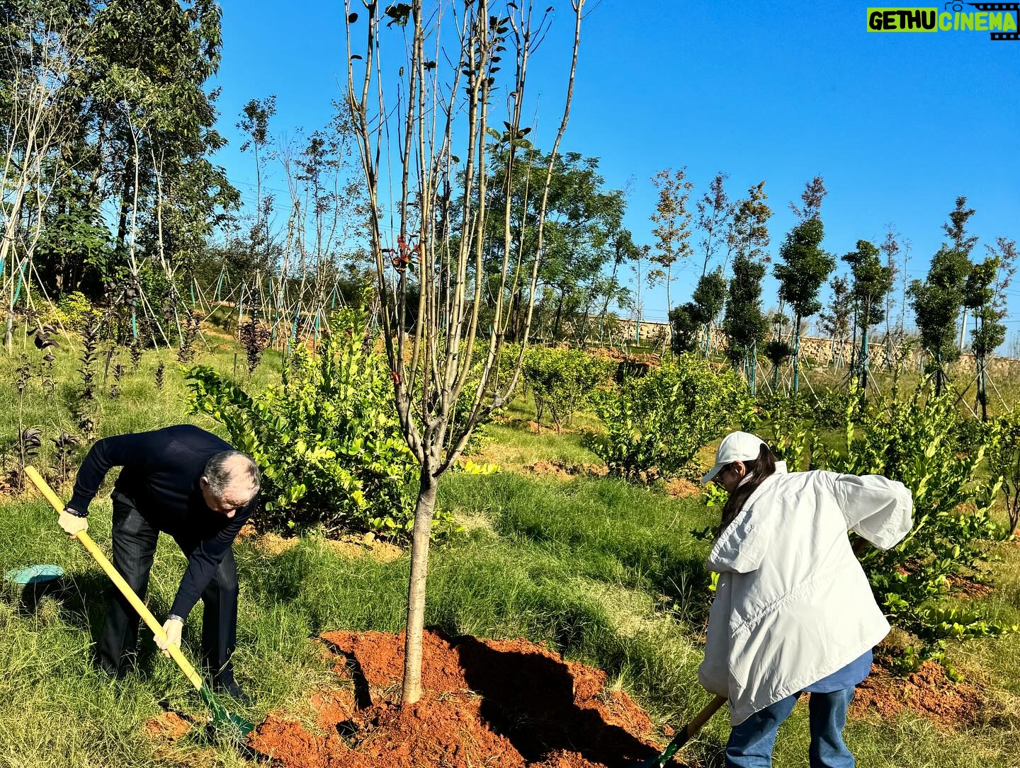 Michelle Yeoh Instagram - We planted a cherry blossom sapling… Thkq Intergral for such an inspiring visit 🥰🥰 we’ll be back 😘🌹😘