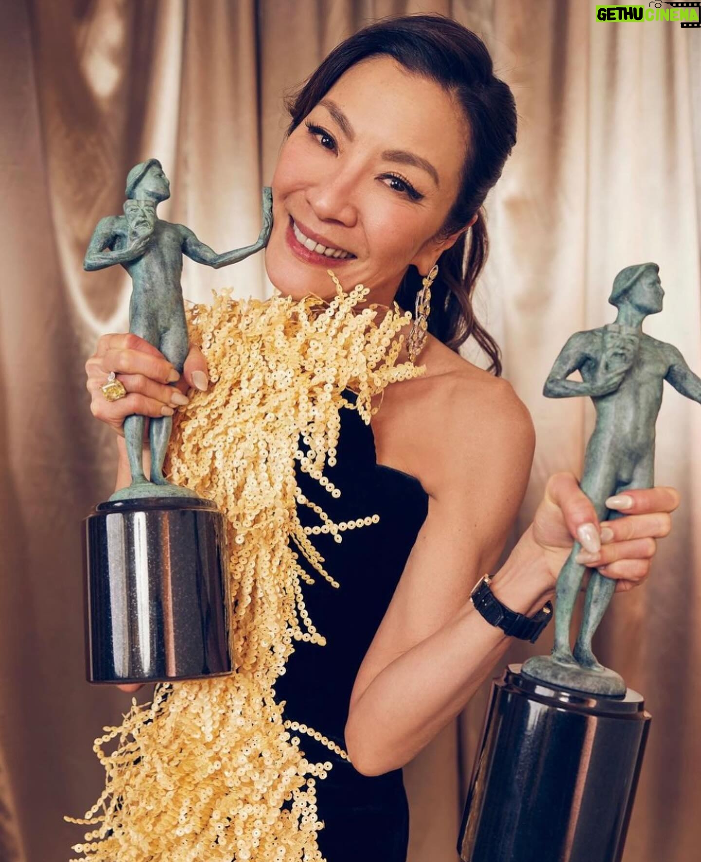 Michelle Yeoh - 116.9K Likes - What an incredible and memorable night!! So sad I can’t be there tonight! Congratulations to all nominees and Cheers!!! You are all winners 🥂✨ @sagawards
