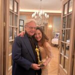 Michelle Yeoh Instagram - Thank q my darling big Brother Diego and Daniel for my stunning @schiaparelli Face of Happiness dress to say hello as Mr & Mrs Todt ❤️❤️