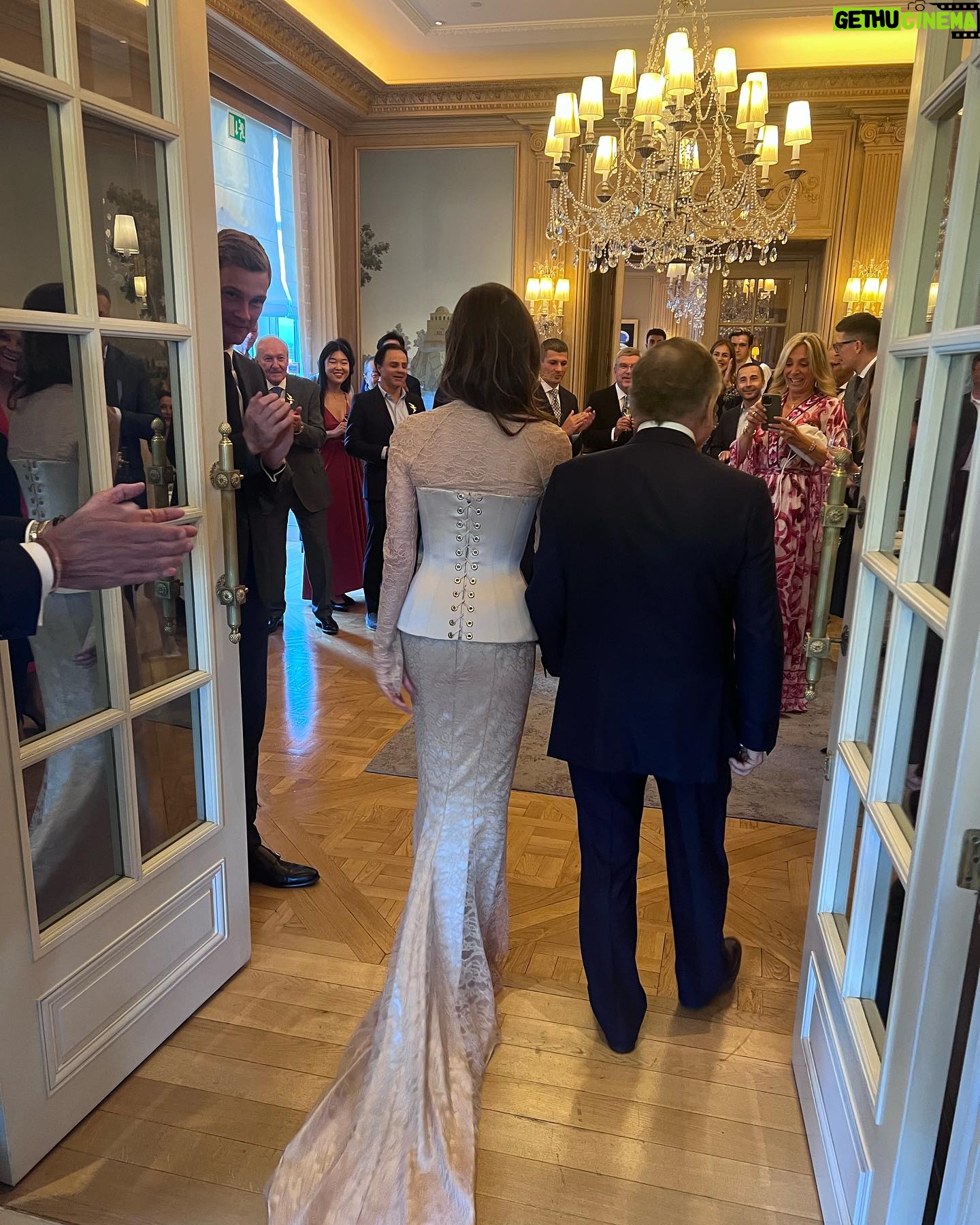 Michelle Yeoh - 242.2K Likes - Thank q my darling big Brother Diego and Daniel for my stunning @schiaparelli Face of Happiness dress to say hello as Mr & Mrs Todt ❤️❤️