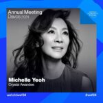 Michelle Yeoh Instagram – @michelleyeoh_official, winner of this year’s @worldeconomicforum Crystal Award, will join the Annual Meeting on 16-20 January in Davos, Switzerland. #wef24
 
Find out more at the link in bio.