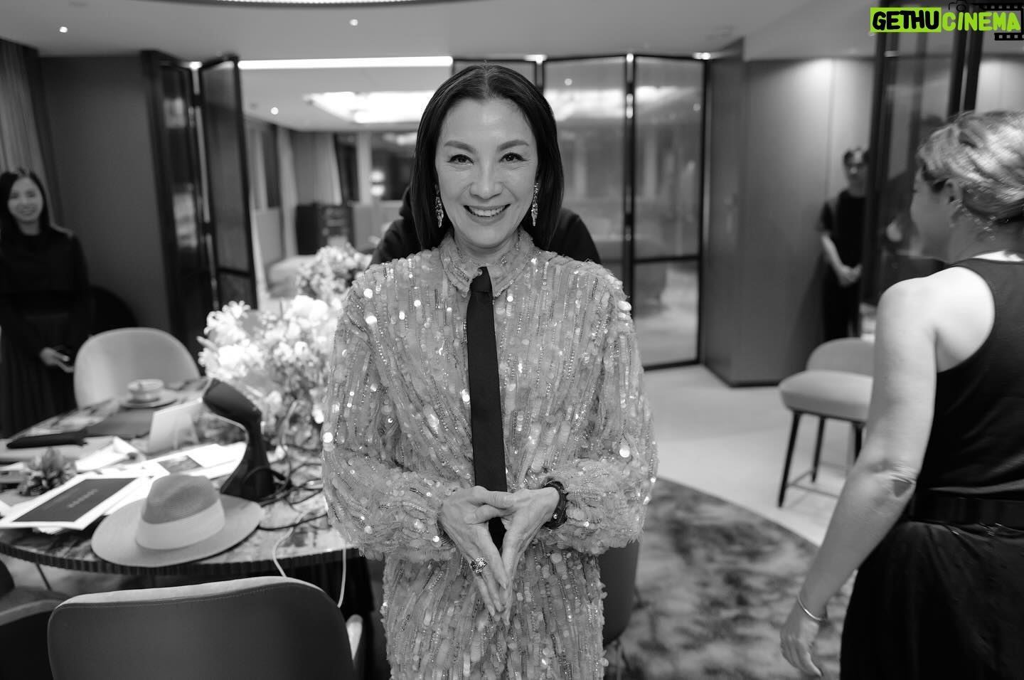Michelle Yeoh Instagram - Thank you amazing team β¨β¨ Stylist: @denagia Makeup: @tykamen.l Hair: @robertvetica Dress: @maisonvalentino Watch: @richardmille Earrings: @moussaieffjewellers Ring: @tiffanyandco And @mo_landmarkhk π₯ Photo by: @gregwilliamsphotography Thank you β¨ππ» #imaFan