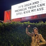 Michelle Yeoh Instagram - LOVE that poster!! Real kick ass 😂🤣😂 headed to Premiere of Brothers Sun! So excited 😎😘😘😘