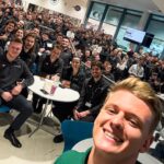 Mick Schumacher Instagram - Mick meets the Team. 📸 Getting stuck into 2023 with a visit to Brackley and Brixworth. 🙌