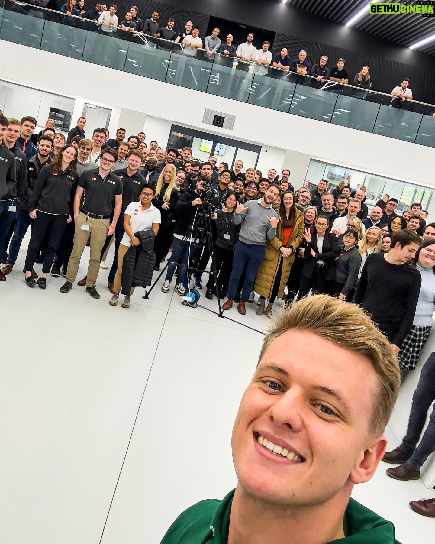 Mick Schumacher Instagram - Mick meets the Team. 📸 Getting stuck into 2023 with a visit to Brackley and Brixworth. 🙌