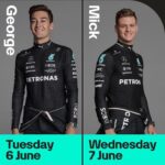 Mick Schumacher Instagram - So excited for my first laps in the W14… let’s go @mercedesamgf1 I’ll be testing on Wednesday after the race. It will be a Pirelli test day 🍩 #MSC47
