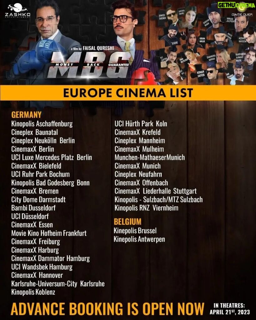 Mikaal Zulfiqar Instagram - #MBG releasing worldwide in the following cinemas. Book your tickets!