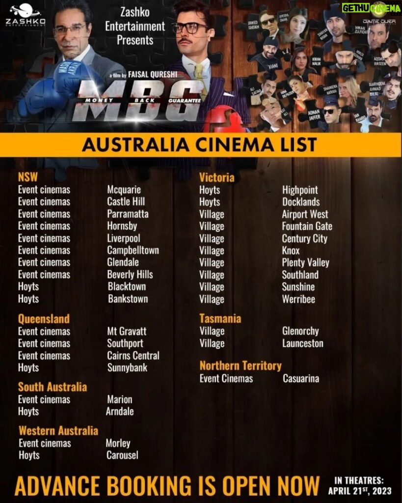 Mikaal Zulfiqar Instagram - #MBG releasing worldwide in the following cinemas. Book your tickets!