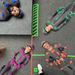 Mikaela Hoover Instagram - Rocket, Teefs, Floor, Lylla & James behind the scenes of Guardians 3 in our mocap suits. Thank you guys for all the love it means the world♥️🦝🦦🦭🦷🐰