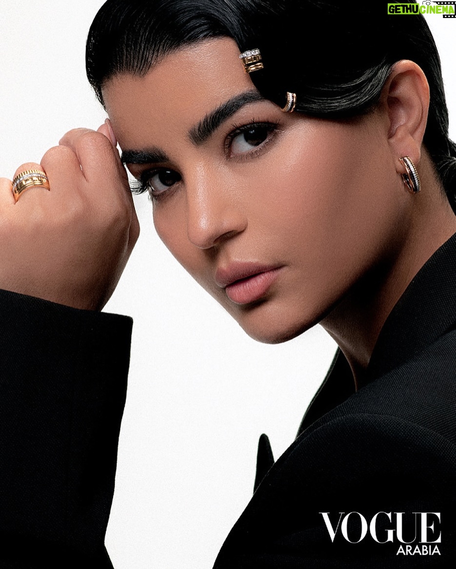 Mila Alzahrani Instagram - Quatre Radiant Edition ring, Quatre Classique clip earrings and hoop earrings, ear cuffs @boucheron @voguearabia Photo: Michel Takla Style: Polina Shabelnikova Hair: Ivan Kuz Makeup: Michel Kiwarkis Production: Dinika Govender