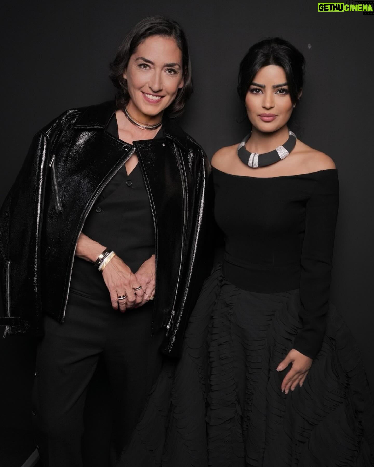 Mila Alzahrani Instagram - From the 2024 Kering Women in Motion Awards Official Dinner wearing the latest creation by @Boucheron- a beautiful Black Torque inspired by Icelandic Waters. Jewelry: @boucheron Dress: @_labeso Stylist: @osamachabbi Makeup: @giuliacohen Hair: @alexis.parente Management: @wearehalocollective