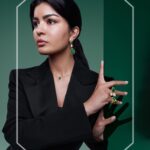 Mila Alzahrani Instagram - Boucheron's first party guest has arrived. Tonight, Mila is in the mood for some color. Bring on the green! @milaalzahrani #EmeraldEnchantment #BoucheronHoliday #milaalzahrani