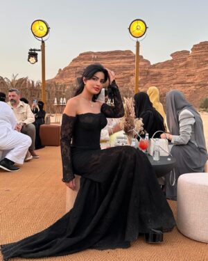 Mila Alzahrani Instagram - An enchanting evening under the mesmerizing skies of AlUla✨at @ramikadi spectacular fashion show.
‎‏It was an honor to wear one of his exquisite designs, making me feel unique and beautiful.✨♥️
 
‎‏The lights, the music, and the creativity I witnessed tonight were unforgettable. 
Thank you, @alulamoments and @ramikadi , for this extraordinary experience!