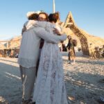 Milana Vayntrub Instagram – Married my husband in front of the temple he built. 
Our impromptu rabbi @elienblue had us exchange pink sunglasses under a chuppah held by irl spirit guide @michaelawat and lifelong friend @alina.greenbergla and their perfect partners. 

Thank you to the ladies at @zimmermann for helping me find a dress that was miraculously an extension of the temple. And thank you to @alicyn for the crown! 

Photos by the trusty, dusty and talented @svetolov. 

Special shout-out to @ajsalty who we couldn’t and wouldn’t have done it without. Love you. Thank you.
