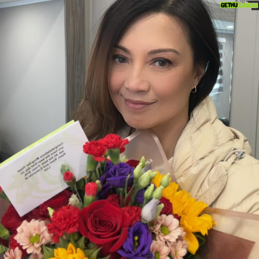 Ming-Na Wen Instagram - Day 1 🥋 Clapboard photo credit: justin brown Big hug to my awesome managers at @link_entertainment1 for the lovely flowers.🌹🌻💐💖❤️ #karatekid #blessed