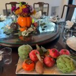 Ming-Na Wen Instagram - Happy Thanksgiving, everyone! 🍁🍂🦃🧡 So many blessings to be grateful for in my life. I always love creating the table setting for our family and friends to gather and feast together. But this Thanksgiving, I had an extra challenge. A leak required demoing a beam in the dining area. TOTAL EYESORE! It needed some temporary camouflage. Mingyver to the rescue! I made an "art piece" with some colored tissue paper and tape. Certainly better than that ugly exposed beam and insulation! I call the art installation, "BLOSSOM OF BLESSINGS." You like? ☺️🥰🧡 #dinnerfor20 #Thanksgiving #feast #grateful Also, hubby made the most delish air-fried turkey. Juicy and tender. YUM!