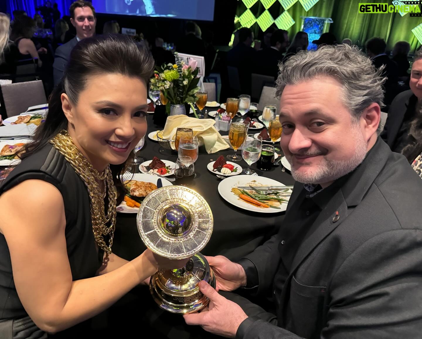 Ming-Na Wen Instagram - Congratulations to my pal, @dave.filoni for his well-earned and much deserved #georgepalmemorialaward. It was a wonderful honor to present him with the award. Repping #MtLebo and #Pittsburgh!!🖤💛 Congrats to our incredible @badbatchseries gang for their @saturnawards win last night!! Also congrats to all the nominees and winners too! What a fun and extraordinary night! Completed my #disney worlds chatting with@marvel's #kevinfeige in the green room. Highlights of the event for me was meeting @jamescameronofficial and @official_jodiefoster_! Two incredible talents and people I've loved and admired for decades! Their body of work have had major influence and impact in my life. An emotional night too with the tribute to @thereallancereddick and the first award in his name given to #keenureeves. Keenu was very touching in his speech. Love to Lance's wife, Stephanie, and their family who were there for the tribute. I gave a little tribute to our Mando member, @carlweathers, during my presentation to Dave. Just felt apropos. Hope he was up there watching. 🙏🏼❤️ Great job hosting, @joelmchale, my birthday twin!! You were so funny and made it a joyful night. And thank you for being such a cheerleader backstage. This introvert truly appreciated your support. 🥰