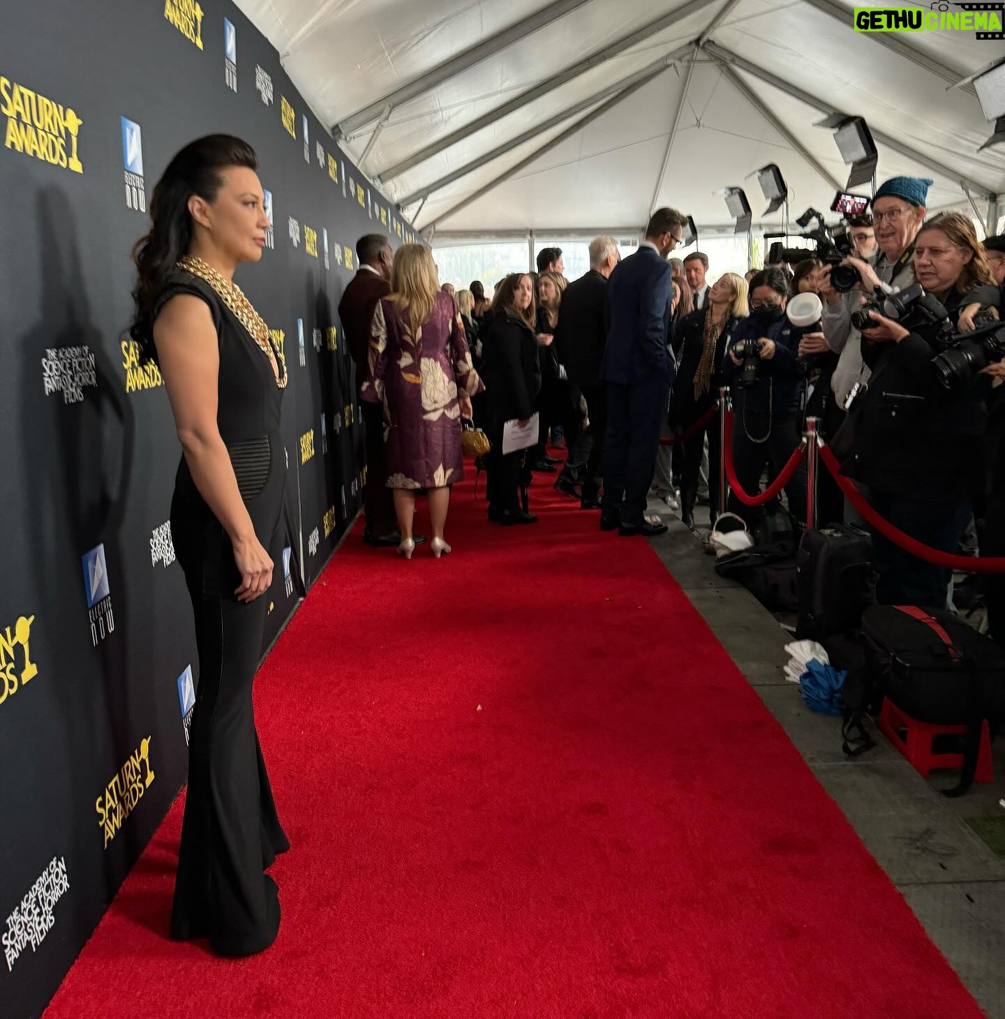 Ming-Na Wen Instagram - I LOVE this look!! See the slight homage to Fennec Shand?π€π§‘ π€πΌ We definitely rocked and rolled yesterday to get this look onto the @saturnawards red carpet yesterday! After an all day at #megaconorlando Sat, I flew back very early yesterday morning and my glam squad whipped a super jetlagged and sleep-deprived MamaMing into shape. Love and endless thanks to @suzannaqface and @hair.by.shaysanfordfong for giving me face & hair glam. Thank you @laurendemiranda for all your help, especially in assisting me in the ladies' room when I needed to get in and out of this jumper to pee!π Soooo glamorous!!ππ
