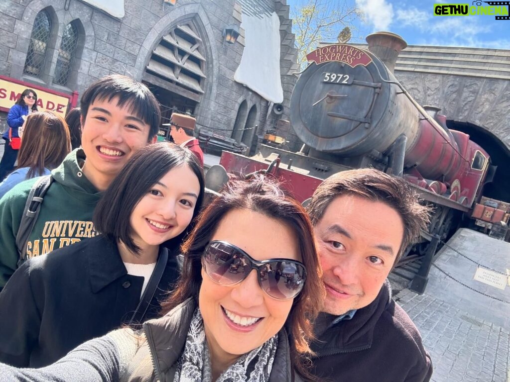 Ming-Na Wen Instagram - Family Fun!! We loved playing #mariokart as a family when the kids were younger, so visiting the Super Nintendo World at Universal Hollywood was a blast! 👍🏼👏🏼 I really love it when the kids are home and the four of us are together, even if it's just for a week over Spring Break. They're the most awesome young adults now. I feel blessed and grateful that they still enjoy hanging out with their mom and dad.❤️🥰❤️