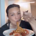 Ming-Na Wen Instagram - The solo life.....and no, not Han Solo.😏 On location in Montreal🇨🇦. I'm settling into my new space. Cooking makes it more homey. Even if it is table for one. Bon appétit! 🍝❤️ #karatekid #actorslife #mingmade