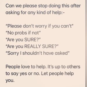 Miranda Hart Instagram - You’re always allowed to ask for help.  We are designed to help each other 🧡