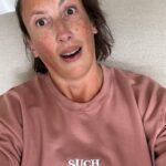 Miranda Hart Instagram - Sweating after a declutter! I am the biggest dress size I have ever been and I have about 14 items of clothes I fit into. Some trousers, 6 shirts, 2 jumpers, 1 cardi, 1 jacket. And I wonder why I ever felt I needed more. I am not going to get anything else. I love the simplicity and with all the need in the world feel lucky to have these. And I would be lying if I said I didn’t have @themirandashop items in my size to bring some variety and colour like my sweatshirt. I will wear my own shop items without embarrassment as I slowly start to wear the unexpected change in my body without embarrassment too. Not because I feel lesser for being bigger but because any change takes a beat to get used to. But I might as well enjoy it. If I lose the menopausal mounds again in a few years I might miss them! 🧡