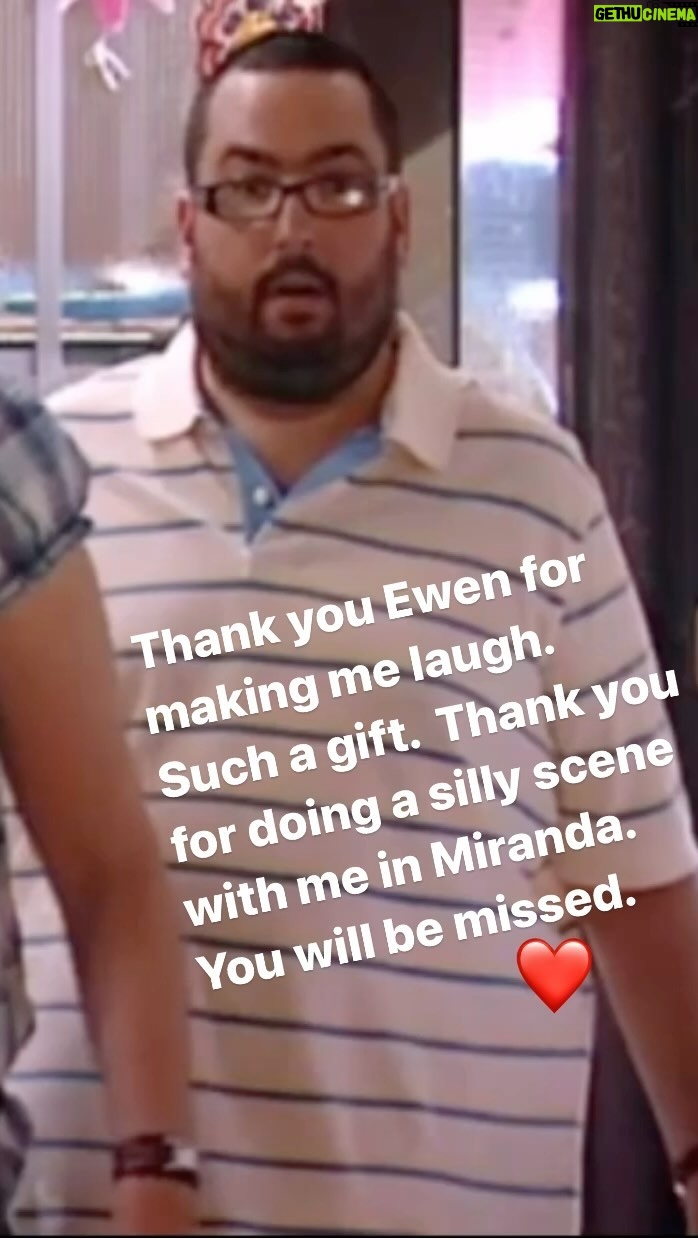 Miranda Hart - 26.7K Likes - Just heard the very sad news of the death of Ewen Mackintosh. We were the same age and crossed paths many times as we did our best to be funny and make a living out of it. It wasnβt always likely but we did it and I am glad we got to do a scene together. Thank you xx
