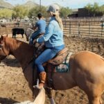 Miranda Lambert Instagram - Country and Western! 🐴🧡🌵🏜️☀️ Went back out west to AZ to visit @kenda_lenseigne again and to learn from the master. This time I brought @brendanjmcloughlin along for the ride. Literally. He doesn’t ride but figured it all out pretty quick. Kenda, you made a cowboy out of our NYC boy. 😂🤠🐴. We celebrated 5 years married on horse back this year. Love ya babe. ❤️ couples who cowboy together …. 1. Me and my gal pal / the boss @kenda_lenseigne (missing you @samanthacrook1 ) 2. Brendan and Justin, me and Cool and some new friends on a looong loooong trail ride to @haroldscorral thanks to @therealrussoresidential 😂 3. Cool and I getting to know eachother and me trying to hit my dang targets. 4.Brendan and Savvy haulin ass on his first run ever! Slow down! 😂 (@samanthacrook1 OMG )😂😂 5. Learnin to sort cows. 6. Cool and me 🧡🐴 love at first ride. 7.❤️ 💍5 years 8. The Boss on Charles. 🤠😲🤯 Cave Creek, Arizona