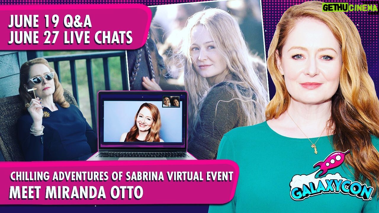 Miranda Otto Instagram - Hey CAOS fans, Saturday June 19th at 6pm ET we’re doing a Free livestream Q&A with cast at @galaxyconlive . Then on Sunday 27th at 6pm ET I’ll be doing one-on-one video chats. 🎬🎬🎬