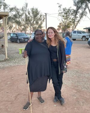 Miranda Otto Instagram - Marie, my teacher. One of the most beautiful things about working here in Alice Springs shooting True Colours has been meeting and working with Marie. She has been teaching me the Arrernte language for some of my scenes and she and Theresa welcomed me to country last week. Marie, I am humbled by your knowledge, humor, generosity and heart. Thank you for welcoming us in.